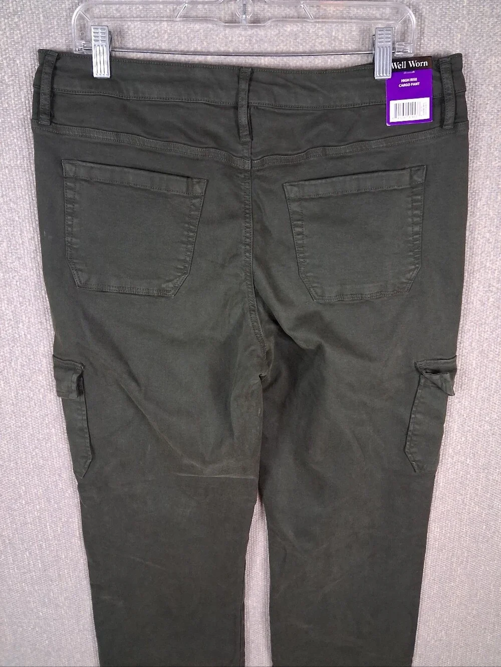 Well Worn Tencel Blend High-Rise Straight Leg Cargo Pants Olive Green Size 14/34